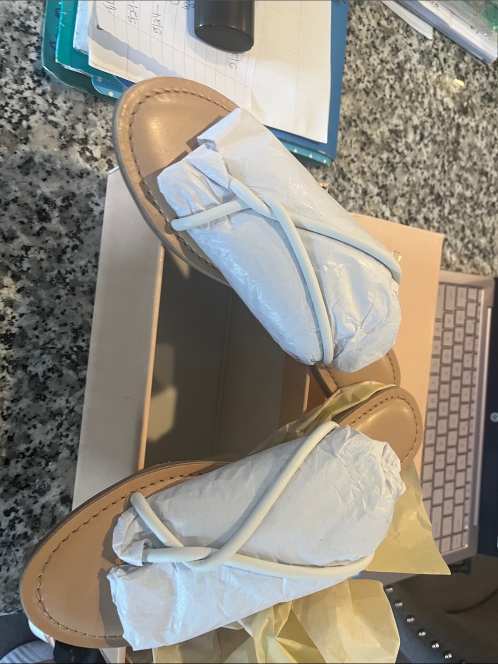Chinese Laundry White Camisha Leather Sandal Box